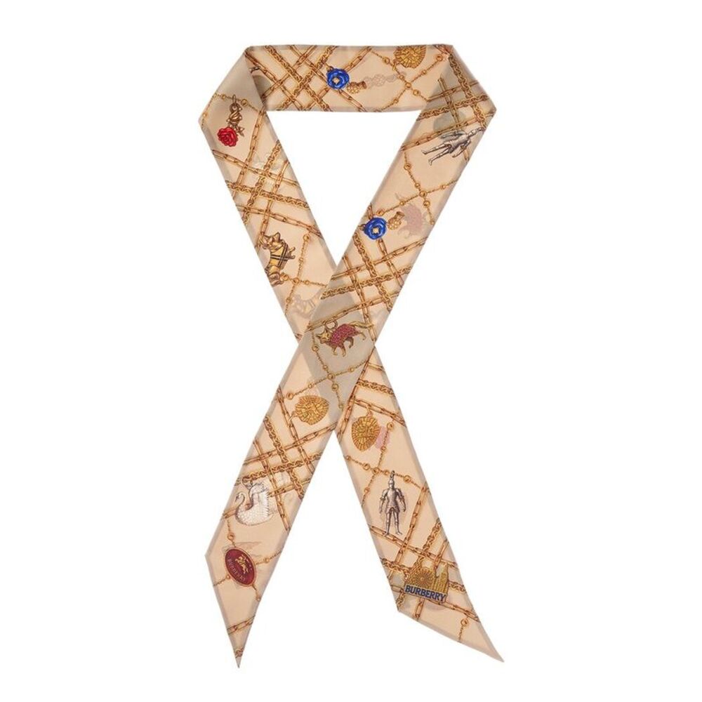 Burberry Logo Silk Scarf, Tan